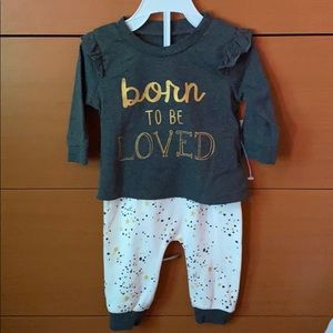 3-6 months “Born to be Loved” Baby Girl Outfit
